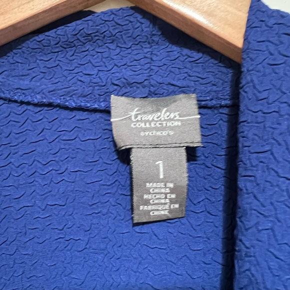 Travelers Collection by Chico's Drape Front Cardigan Women's Blue Crinkle M - Picture 9 of 11